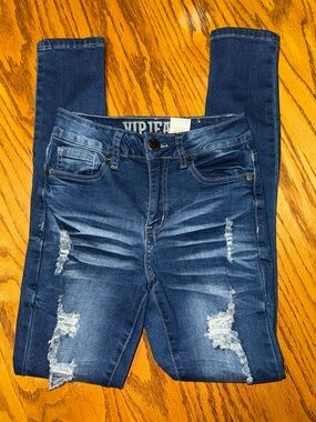 VIP Jeans Distressed Dark Blue Skinny Jeans